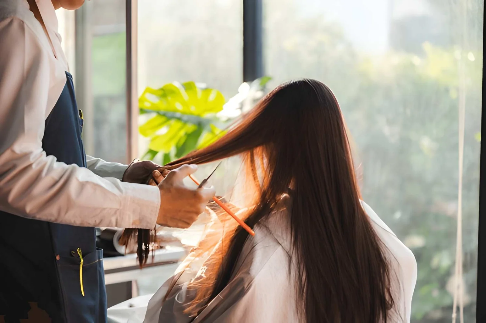 Hair coloring in progress at La Gracia
